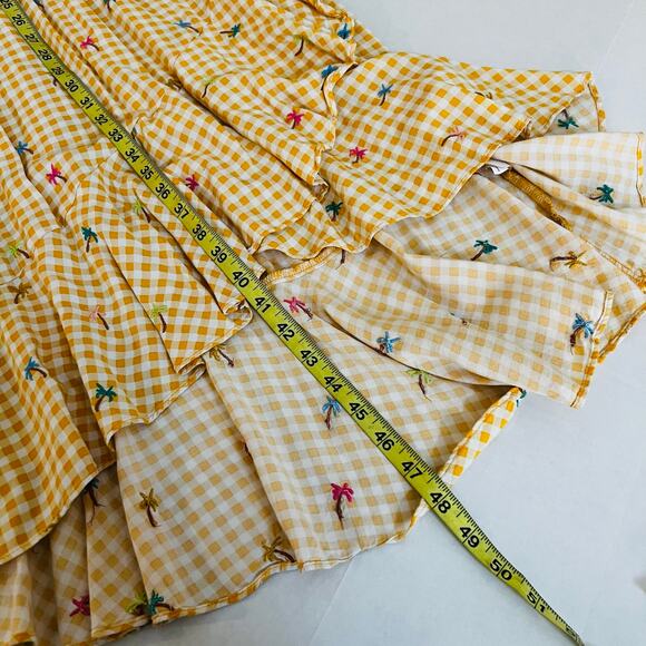 LC Lauren Conrad Gingham Embroidered Sleeveless Maxi Dress Size MP Medium Yellow - Picture 6 of 7
